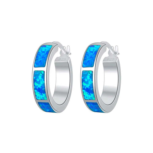 Blue opal hot sale hoop earrings