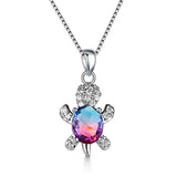 Purple & Blue Crystal Sea Turtle Necklace