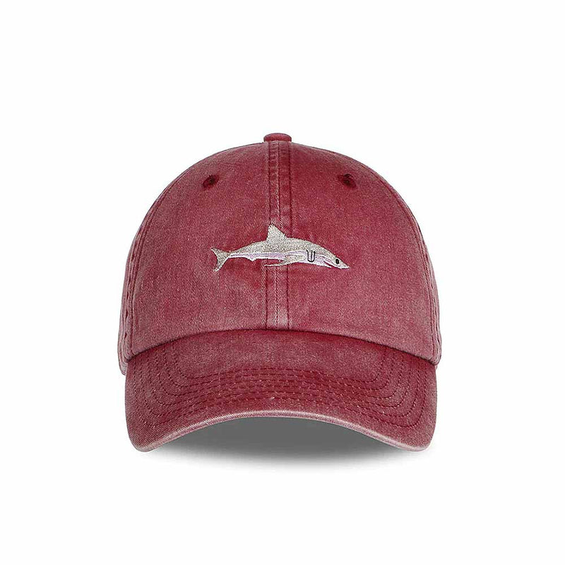 Shark Baseball Cap in Red Washed-Out Citrus Reef 