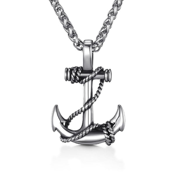 Anchor necklace for men, men's anchor necklace with black cord
